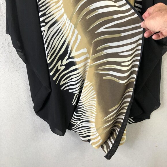 Very Vollbracht Kimono Jacket Womens Missy Black Zebra Sheer Open Front MV50747 - Picture 14 of 16